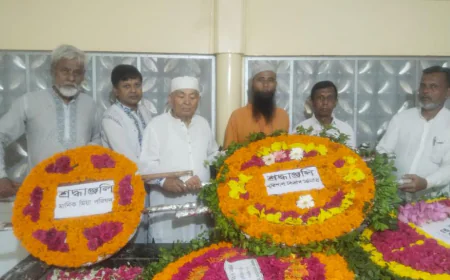 দৈনিক ইত্তেফাকের প্রতিষ্ঠাতা সম্পাদক তফাজ্জল হোসেন মানিক মিয়ার মাজারে পুষ্প স্তবক অর্পণ