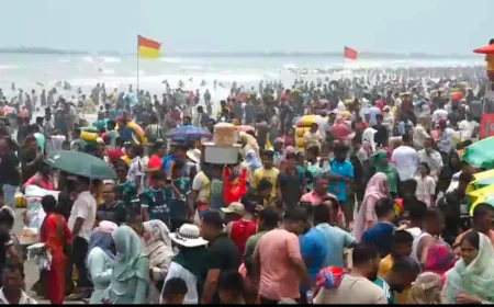 তিল ধারণের ঠাঁই নেই কক্সবাজার সমুদ্র সৈকতে : দীর্ঘ ছুটিতে ৮লাখ পর্যটক ভ্রমণ