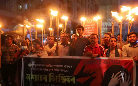 কুমিল্লার মুরাদনগরের ঘটনায় ঢাকা বিশ্ববিদ্যালয়ে মশালমিছিল