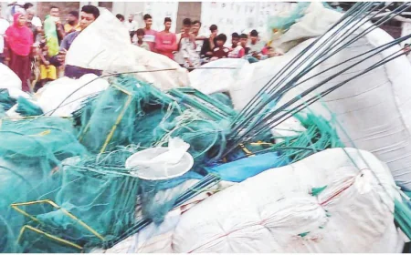 পাবনায় অভিযানেও থামছে না নিষিদ্ধ চায়না জালের ব্যবসা