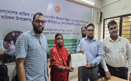 পটুয়াখালীতে প্রান্তিক পেশাজীবীদের সফট স্কিলস প্রশিক্ষণ শেষে সনদ বিতরণ