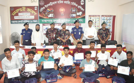 ১৫ জন যুবক পেল ইলেকট্রিক্যাল হাউজ ওয়্যারিং প্রশিক্ষণ, সনদপত্র ও ইলেকট্রিক টুলস