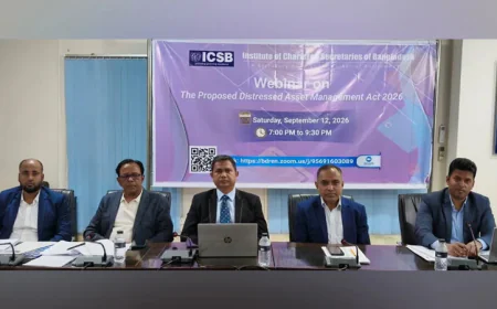আইসিএসবিতে প্রস্তাবিত ডিসট্রেসড অ্যাসেট ম্যানেজমেন্ট অ্যাক্ট ২০২৬ নিয়ে ওয়েবিনার