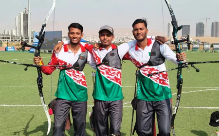 কাজাখস্তানকে হারিয়ে রিকার্ভ পুরুষ দলকে স্বর্ণপদক এনে দিল বাংলাদেশ